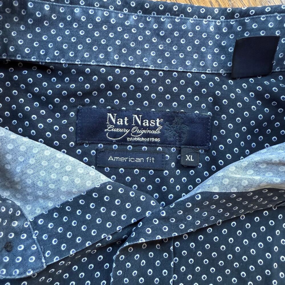 Nat Nast American Fit Silk Size XL Mens One Pocket Dot Pattern